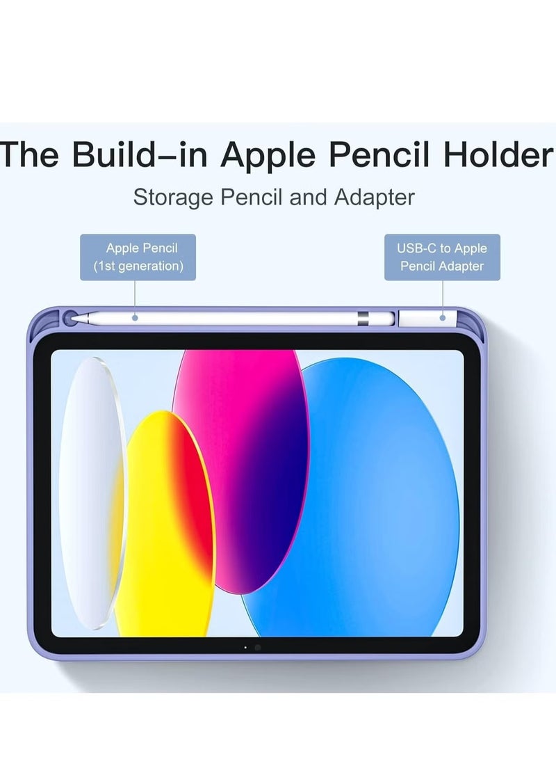 ELTRAZONE Slim Trifold Stand Case for iPad 10th Generation (10.9-Inch, 2022) – Shockproof Protective Cover with Pencil Holder, Auto Sleep/Wake, Soft TPU Back, Lightweight & Durable – Purple - Image 2