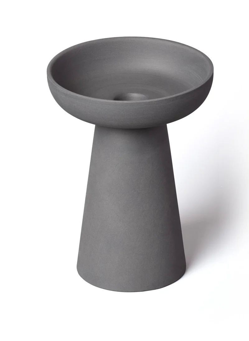 ايري ليفينج Aery Living Large Porcini Pillar and Taper Charcoal Matte Ceramic Candle Holder