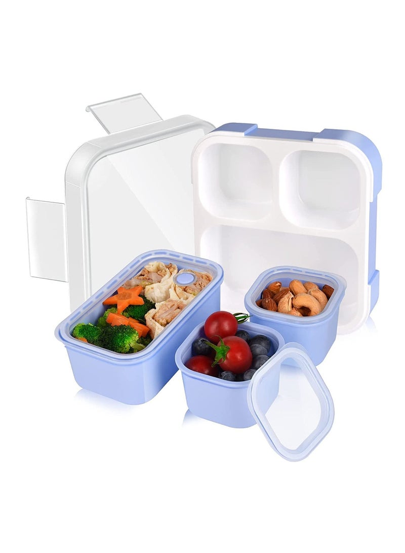 Yooyee Lunch Box for Kid School, Insulated Bento Lunch Box, 3 Compartment Divided Lunch Containers with Lids, Leakproof, BFA Free, Dishwasher Safe, Plastic, Light Purple 720ML - Image 1
