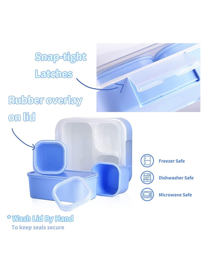Yooyee Lunch Box for Kid School, Insulated Bento Lunch Box, 3 Compartment Divided Lunch Containers with Lids, Leakproof, BFA Free, Dishwasher Safe, Plastic, Light Purple 720ML - Image 3