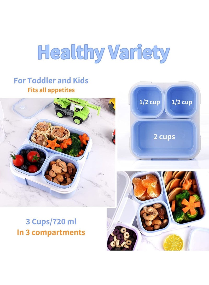 Yooyee Lunch Box for Kid School, Insulated Bento Lunch Box, 3 Compartment Divided Lunch Containers with Lids, Leakproof, BFA Free, Dishwasher Safe, Plastic, Light Purple 720ML - Image 5