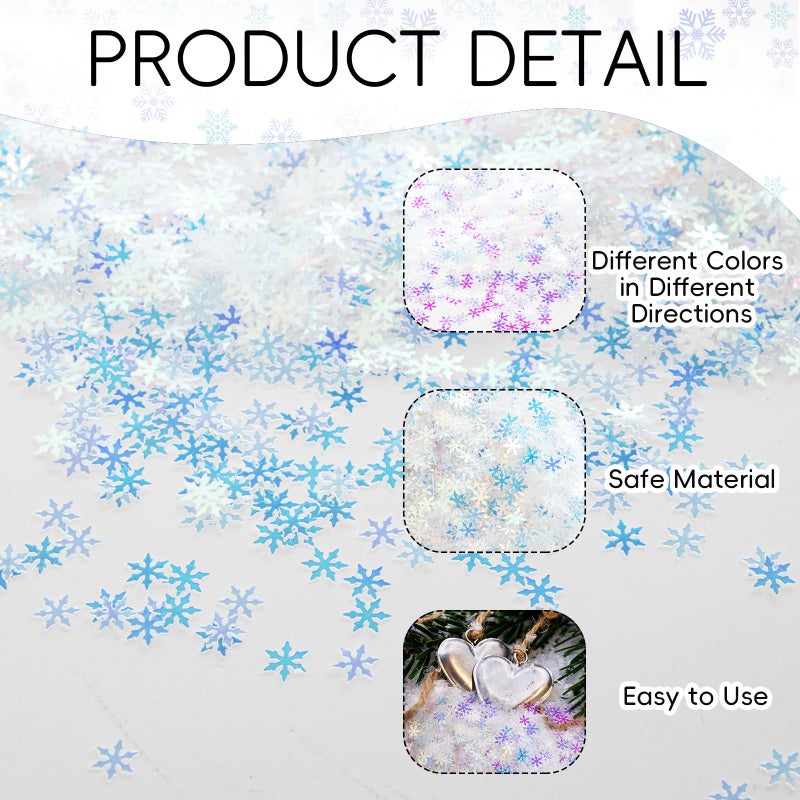 Jocomoni 2000pcs/50g Christmas Snowflakes Confetti Decorations,Iridescent Snowflake Table Confetti Glitter Snowflake Sequins for Winter Wonderland Party Home Decoration - Image 4