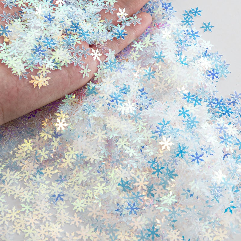 Jocomoni 2000pcs/50g Christmas Snowflakes Confetti Decorations,Iridescent Snowflake Table Confetti Glitter Snowflake Sequins for Winter Wonderland Party Home Decoration - Image 1