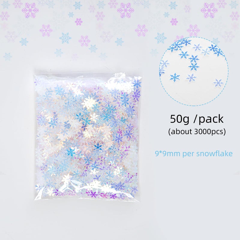 Jocomoni 2000pcs/50g Christmas Snowflakes Confetti Decorations,Iridescent Snowflake Table Confetti Glitter Snowflake Sequins for Winter Wonderland Party Home Decoration - Image 2