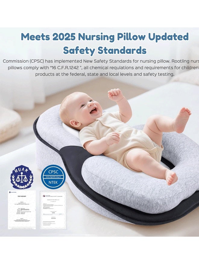 Berma Baby Baby Lounger Pillow Baby Wedge Pillow  Acid Reflux Breastfeeding Pillow  for Infant Support Cushion Reflux Breastfeeding Pillow, Bottle Feeding, Tummy Time with Safety Strap - Image 2