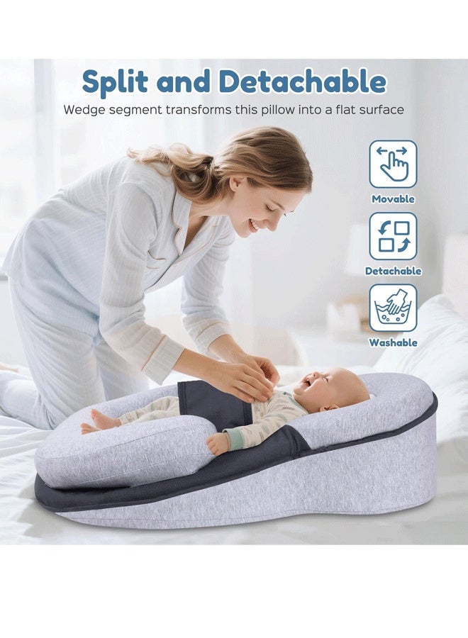 Berma Baby Baby Lounger Pillow Baby Wedge Pillow  Acid Reflux Breastfeeding Pillow  for Infant Support Cushion Reflux Breastfeeding Pillow, Bottle Feeding, Tummy Time with Safety Strap - Image 4