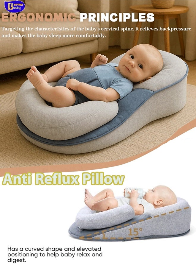 Berma Baby Baby Lounger Pillow Baby Wedge Pillow  Acid Reflux Breastfeeding Pillow  for Infant Support Cushion Reflux Breastfeeding Pillow, Bottle Feeding, Tummy Time with Safety Strap - Image 1