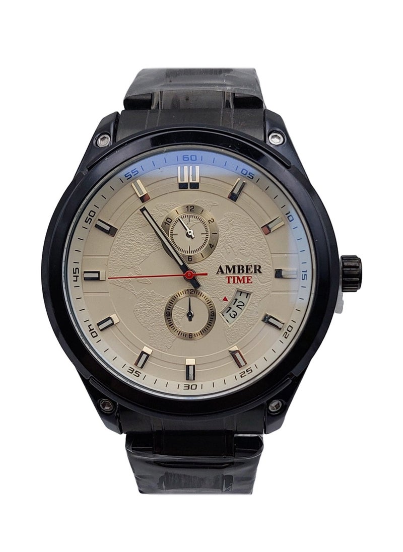 Amber Men's Analog Quartz Black Stainless Steel Band Watch - 45mm  - Image 2