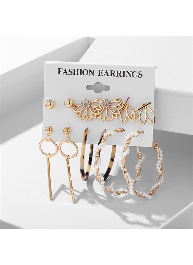 Shining Diva Fashion 6 Pairs Combo Latest Stylish Design Metal Earrings For Women And Girls A12758Er Golden 1  - Image 5