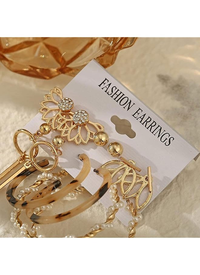 Shining Diva Fashion 6 Pairs Combo Latest Stylish Design Metal Earrings For Women And Girls A12758Er Golden 1  - Image 4