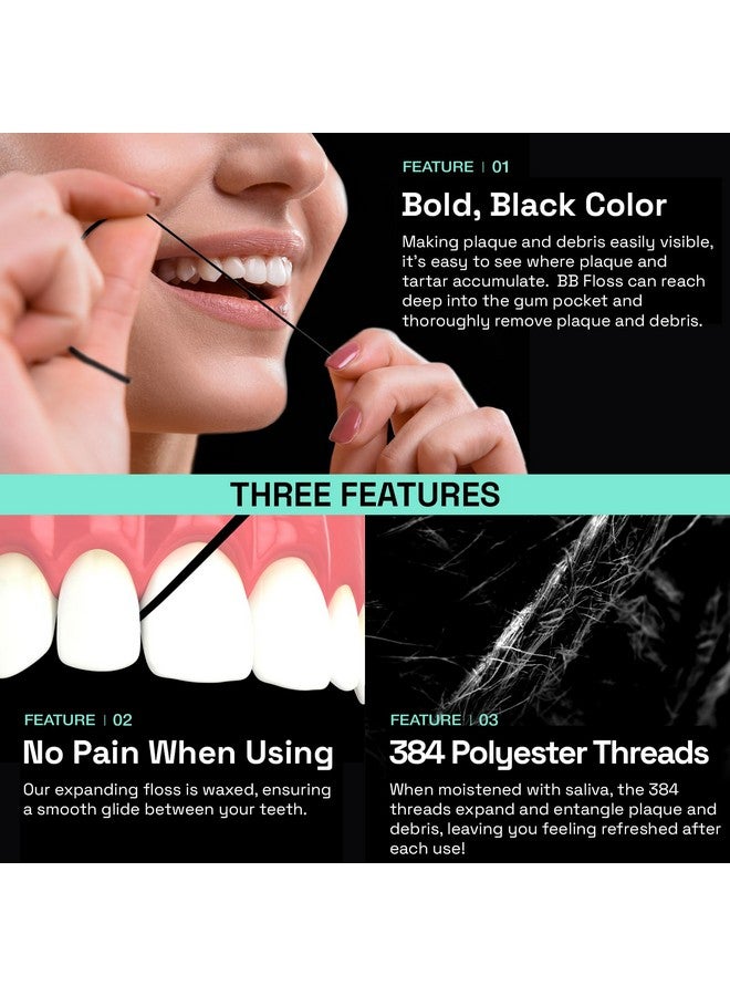 Brushmo Black Floss (Bb Floss) Expanding Dental Floss Dentist/Engineerdesigned Deep Clean Shred Resistant All Natural Microcrystalline Waxed Nontoxic Ptfe & Pfas Free Floss 1 Spool (55 Yd) - Image 5