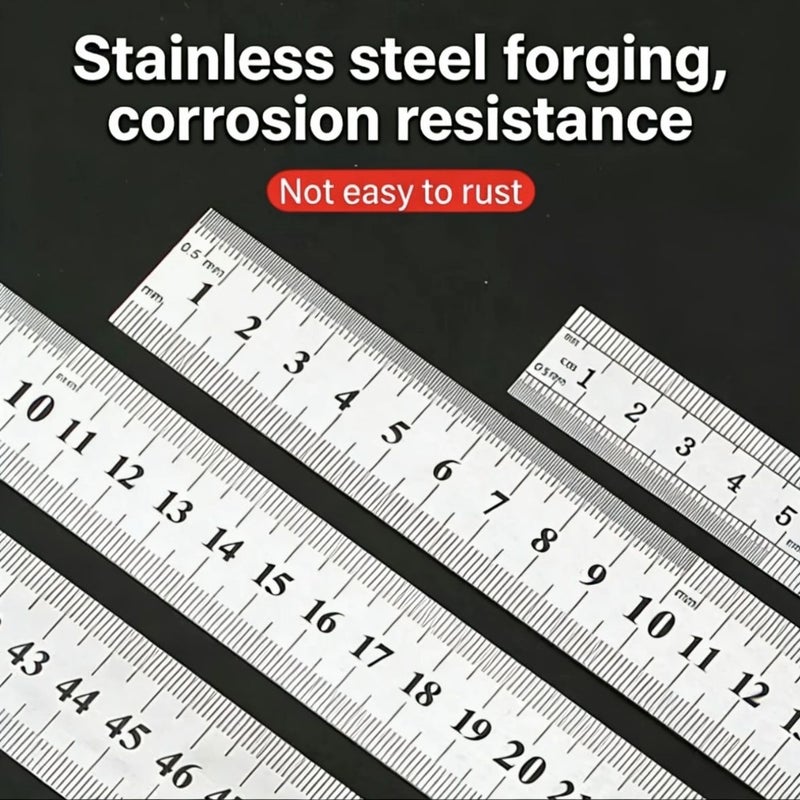 Heavy Duty 2pcs Steel Ruler Set with 78.74 Inch Tape for Engineering Drawing - Image 2