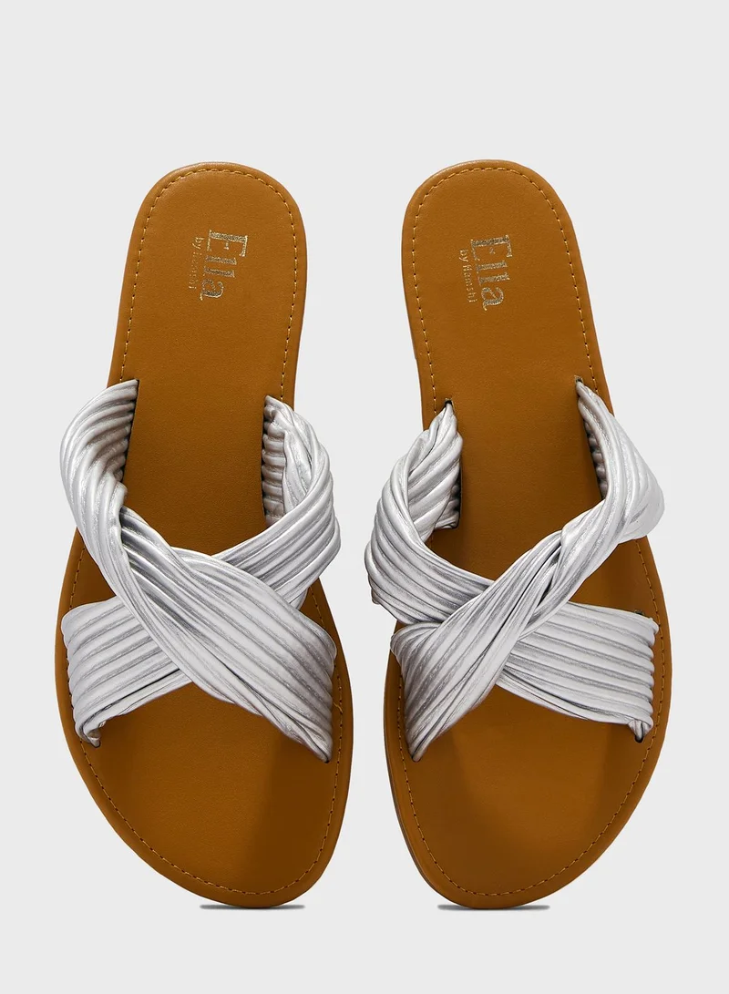 ELLA Ribbed Twisted Flat Sandal