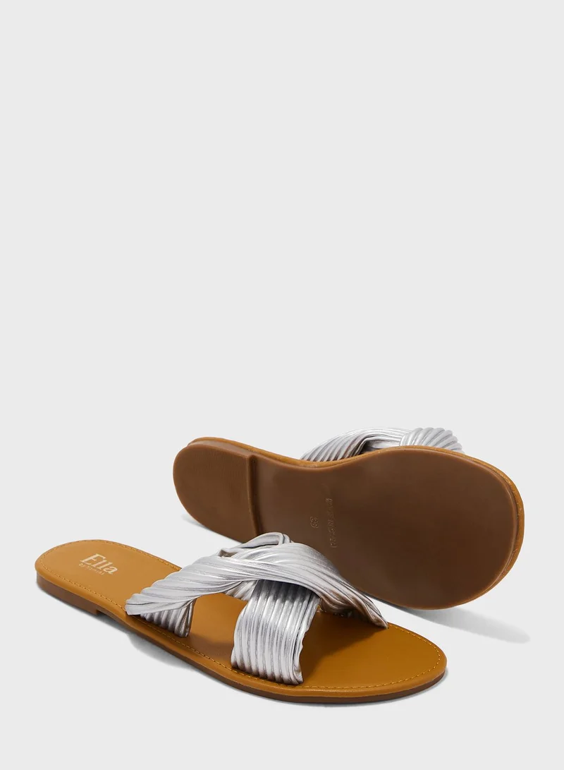 ELLA Ribbed Twisted Flat Sandal