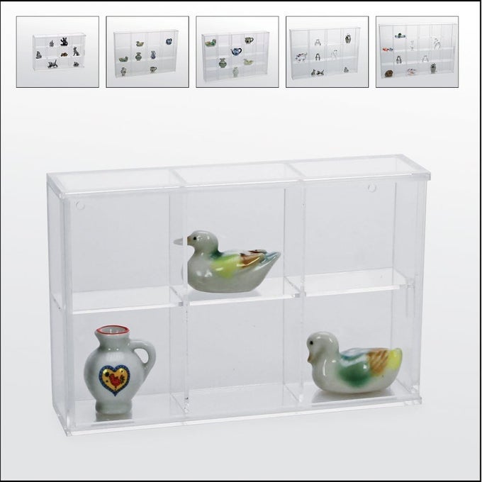 ROCK AND MINERAL ACRYLIC DISPLAY CASE SMALL WITH 6 COMPARTMENTS