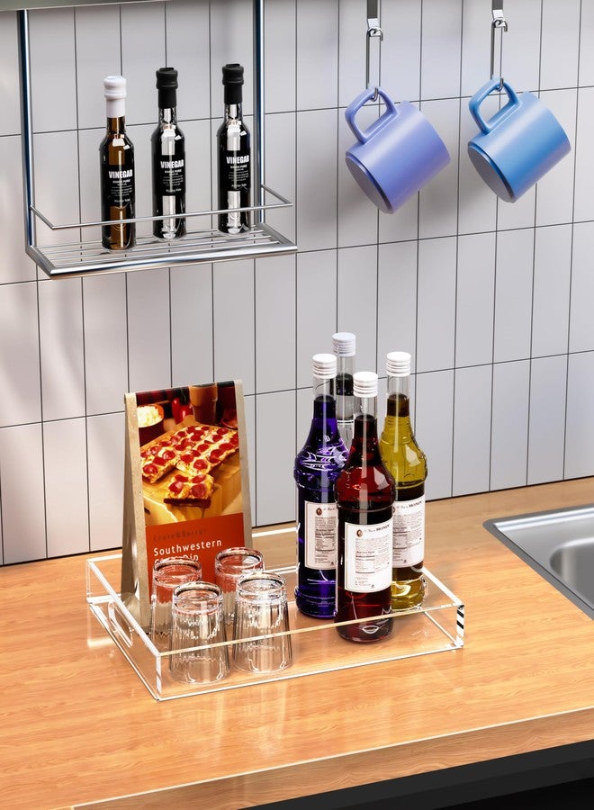 Heapany Acrylic Serving Tray Set of 2-16x12 & 15.4x11.9 Inch Clear Luxury Trays for Kitchen, Dining, Bathroom Organizer - Non-Slip, Scratch-Resistant, Spill-Proof Design - Ideal Gift for Housewarming, Parties - Image 4