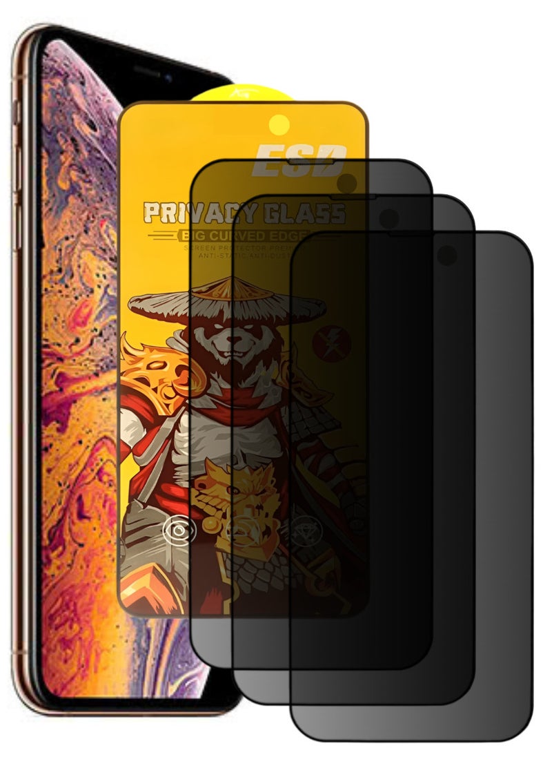 ESD 3 Pieces Tempered Dustproof Privacy Glass Screen Protector Compatible For iPhone XS Max - Image 1