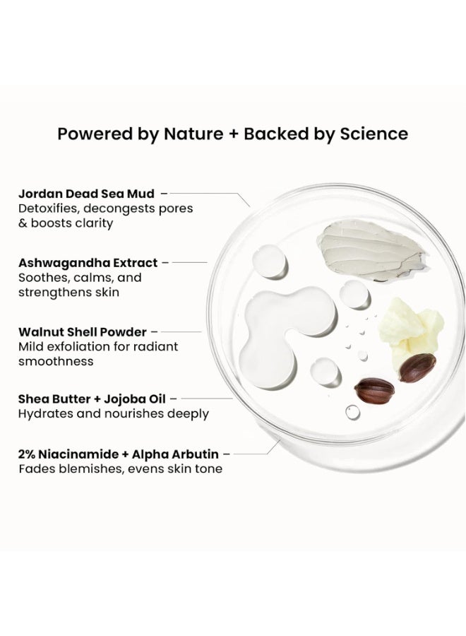 WILD OAK WildOak Dead Sea Mud Face Mask | Detox & Purifying Clay Mask with Niacinamide & Alpha Arbutin | Fights Blackheads, Blemishes & Aging | Tan Removal & Brightening | Evens Tone & Hydrates Skin | 100g - Image 4