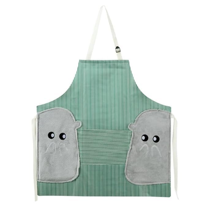 Takositio Takositio 1pcs Cooking Apron Adjustable Waterproof Chef Apron with Pocket and 2 Side Coral Velvet Towels for Hands Wiping Quilt for Home Kitchen Grill Restaurantgreen - Image 1
