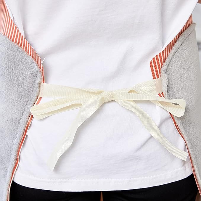 Takositio Takositio 1pcs Cooking Apron Adjustable Waterproof Chef Apron with Pocket and 2 Side Coral Velvet Towels for Hands Wiping Quilt for Home Kitchen Grill Restaurantgreen - Image 5