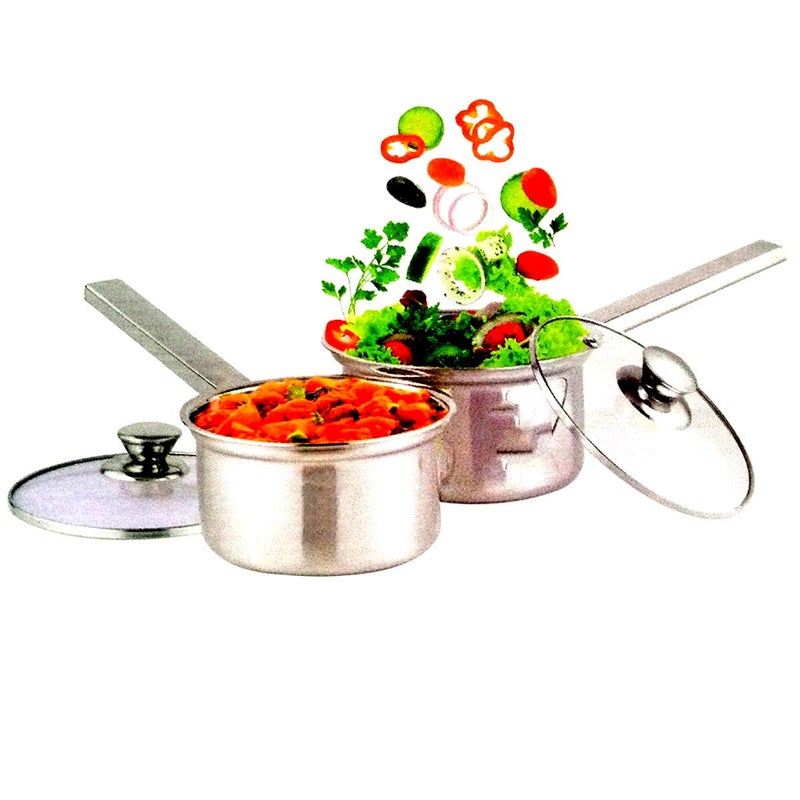 SQUARO Stainless Steel Heavy Base Saucepan with Toughen Glass Lid Induction Gas Stove Friendly Cook and Serve with Toughen Glass Lids 1 Pcs Small Capacity 1 LTR - Image 4