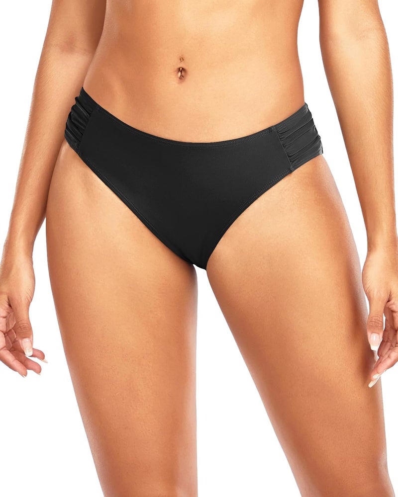 Tempt Me Women Black Strappy Bikini Bottom Full Coverage Bathing Suit Bottoms Swimsuit Bottom M - Image 3