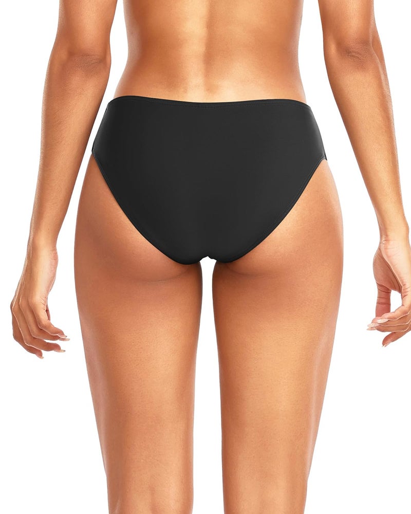 Tempt Me Women Black Strappy Bikini Bottom Full Coverage Bathing Suit Bottoms Swimsuit Bottom M - Image 2