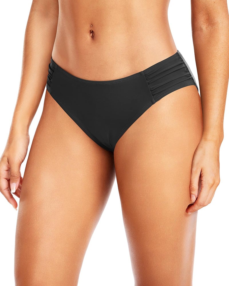 Tempt Me Women Black Strappy Bikini Bottom Full Coverage Bathing Suit Bottoms Swimsuit Bottom M - Image 1