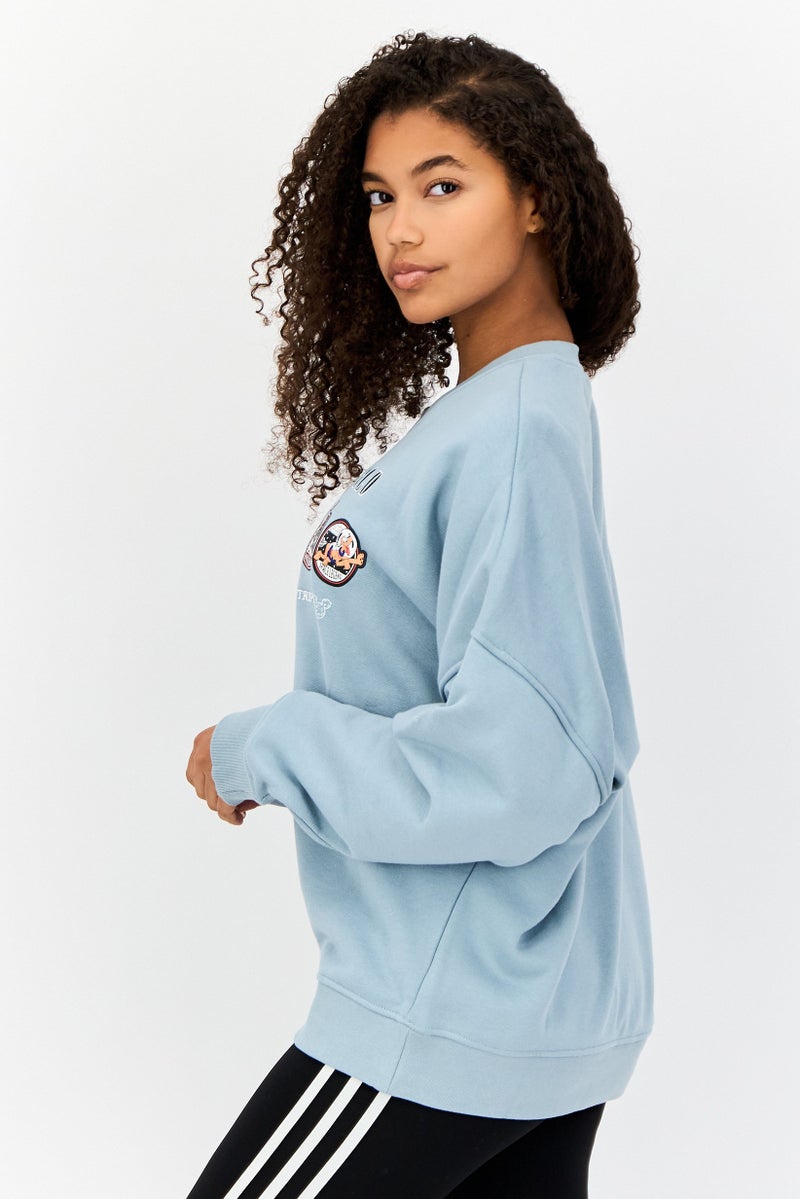 adidas Originals Women Sportswear Fit Outdoor Sweatshirts, Dusty Blue  - Image 3