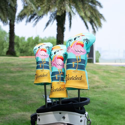 BAIRBRE Golf Club Covers Flamingos Driver Cover Fariway Wood Headcover Hybrid Head Cover Leather Golf Headcover Fit All Brandfor 3PCSSet - Image 3