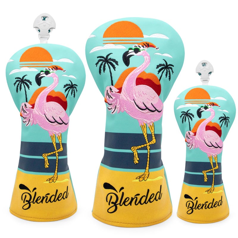 BAIRBRE Golf Club Covers Flamingos Driver Cover Fariway Wood Headcover Hybrid Head Cover Leather Golf Headcover Fit All Brandfor 3PCSSet - Image 2