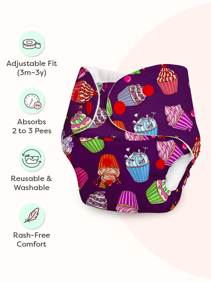 Superbottoms حفاضات قماش متقدمة مضادة للتسرب من سوبر بوتومز للأطفال، ماصة عالية 100% قطن، حزمة كومبو تحتوي على 2 حفاضة قابلة لإعادة الاستخدام و2 وسادة إدخال قابلة للغسل، مناسبة من 3 أشهر إلى 3 سنوات، تقلل من الطفح الجلدي - Image 3