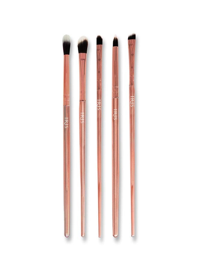 Iris Cosmetics Luminous HD Eye Makeup Brush Set | Premium Set of 5 Brushes for Beauty Enthusiasts | Cruelty-Free Synthetic Fibers | Comes with Travel Pouch | Rose Gold - Image 1