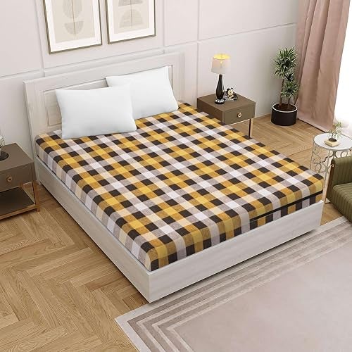 Star Weaves Mattress Cover | Cotton Mattress Covers King Size Bed - 78x72x6 Inches | Mattress Protector with Zipper Chain | Mattress Protector Cover | King Mattress Cover (Yellow) - Image 2