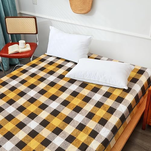 Star Weaves Mattress Cover | Cotton Mattress Covers King Size Bed - 78x72x6 Inches | Mattress Protector with Zipper Chain | Mattress Protector Cover | King Mattress Cover (Yellow) - Image 4