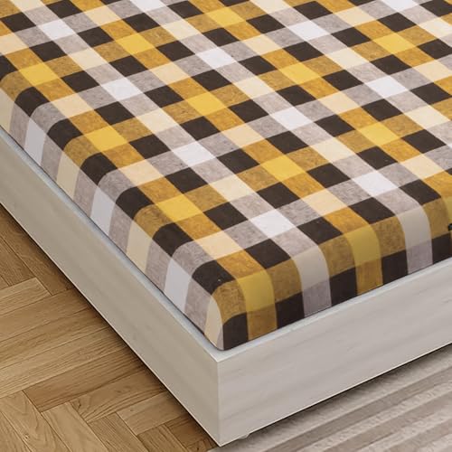 Star Weaves Mattress Cover | Cotton Mattress Covers King Size Bed - 78x72x6 Inches | Mattress Protector with Zipper Chain | Mattress Protector Cover | King Mattress Cover (Yellow) - Image 3