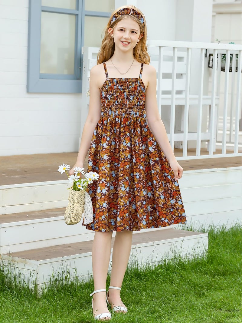 RAISEVERN Dresses for Girls Casual Fall Flower Dress Picture Day Outfit Girl Clothes Size 10-12 - Image 5