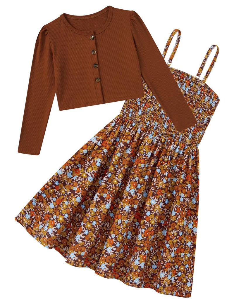 RAISEVERN Dresses for Girls Casual Fall Flower Dress Picture Day Outfit Girl Clothes Size 10-12 - Image 1