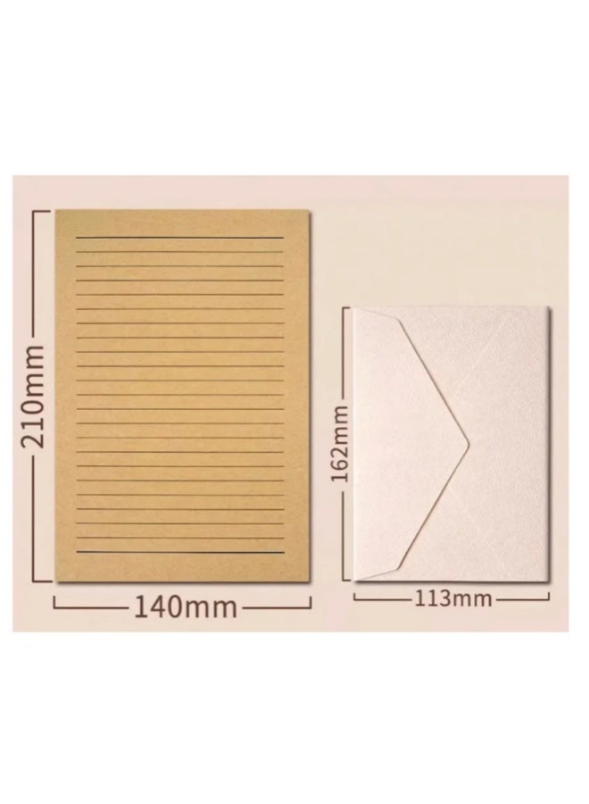 مجموعة من الملفات المكتوبة والمنسوجة مع 6 مظروف منسوجة ، 20 قطعة من ورق كرافت و 6 ملصقات ختم الشمع لكتابة الرسائل ، حفلات الزفاف ، الدعوات ، مراسم التخرج (البيج)