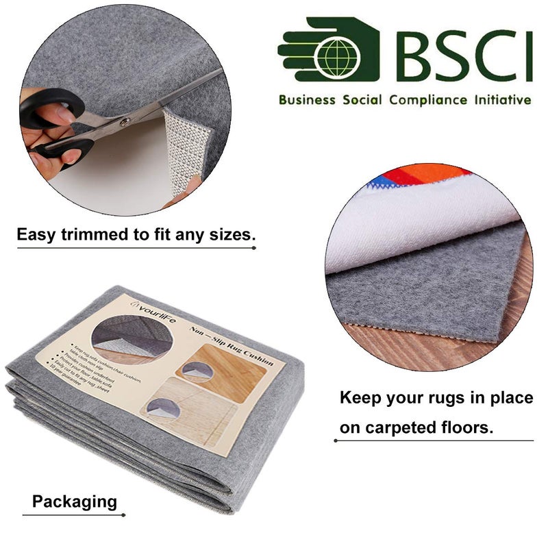 Enjoy Holiday 1981 Non Slip Rug Pad Grippers - Round 6x6 Ft, 1/8" Thick, (Felt + Rubber) Double Layers Area Carpet Mat Tap, Provides Protection and Cushioning for Hardwood or Tile Floors - Image 5