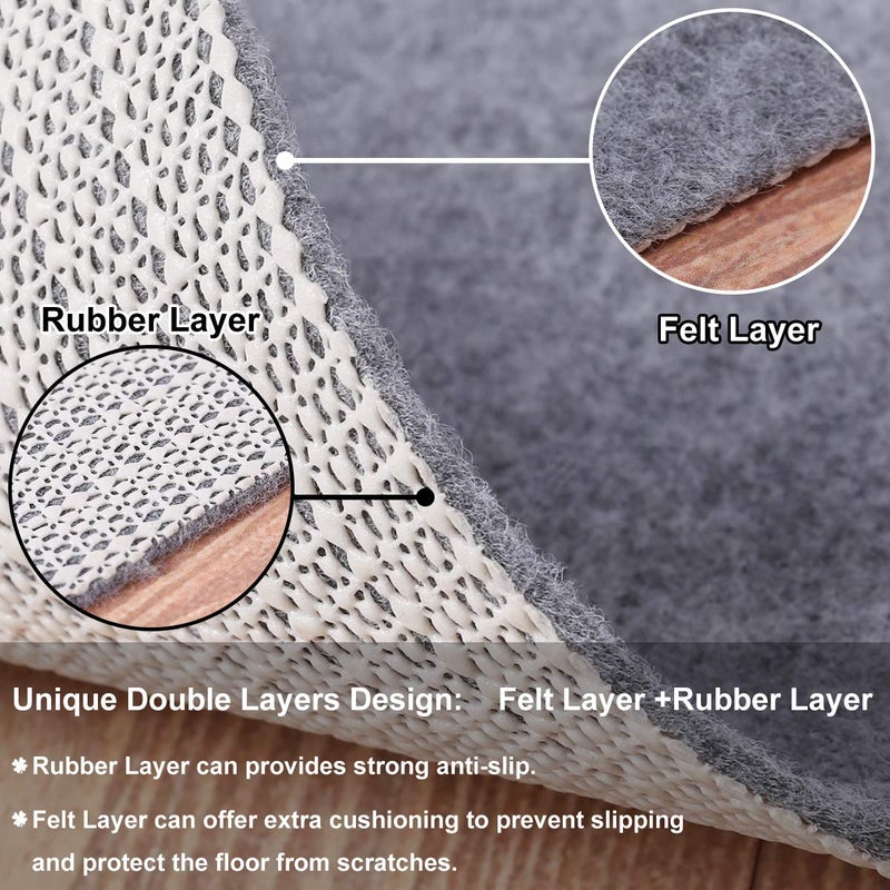 Enjoy Holiday 1981 Non Slip Rug Pad Grippers - Round 6x6 Ft, 1/8" Thick, (Felt + Rubber) Double Layers Area Carpet Mat Tap, Provides Protection and Cushioning for Hardwood or Tile Floors - Image 2