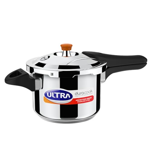 Ultra Duracook Pressure Cooker 3 Litre | AISI 304 Food Grade Stainless Steel Cooker | 10 Years Warranty | High Impact 3-Layer Composite Base | Bakelite Handles | Keeps Food Warm for up to 2 Hours - Image 1