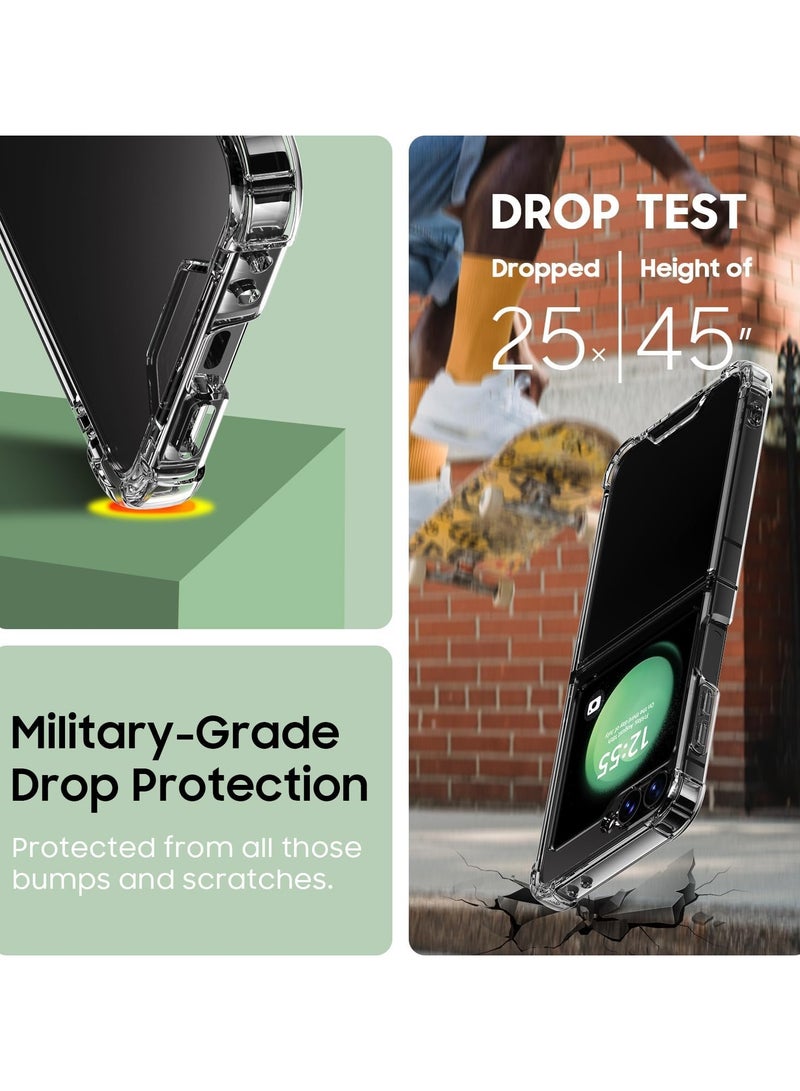 حافظة لهاتف سامسونج جالاكسي Z فليب 6، حافظة هاتف خلفية صلبة شفافة كريستالية ممتازة ماصة للصدمات ومادة TPU ممتصة للصدمات لهاتف سامسونج جالاكسي Z فليب 6 5G - Image 2