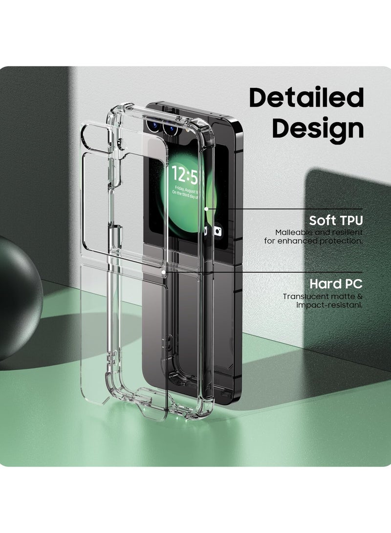 حافظة لهاتف سامسونج جالاكسي Z فليب 6، حافظة هاتف خلفية صلبة شفافة كريستالية ممتازة ماصة للصدمات ومادة TPU ممتصة للصدمات لهاتف سامسونج جالاكسي Z فليب 6 5G - Image 4