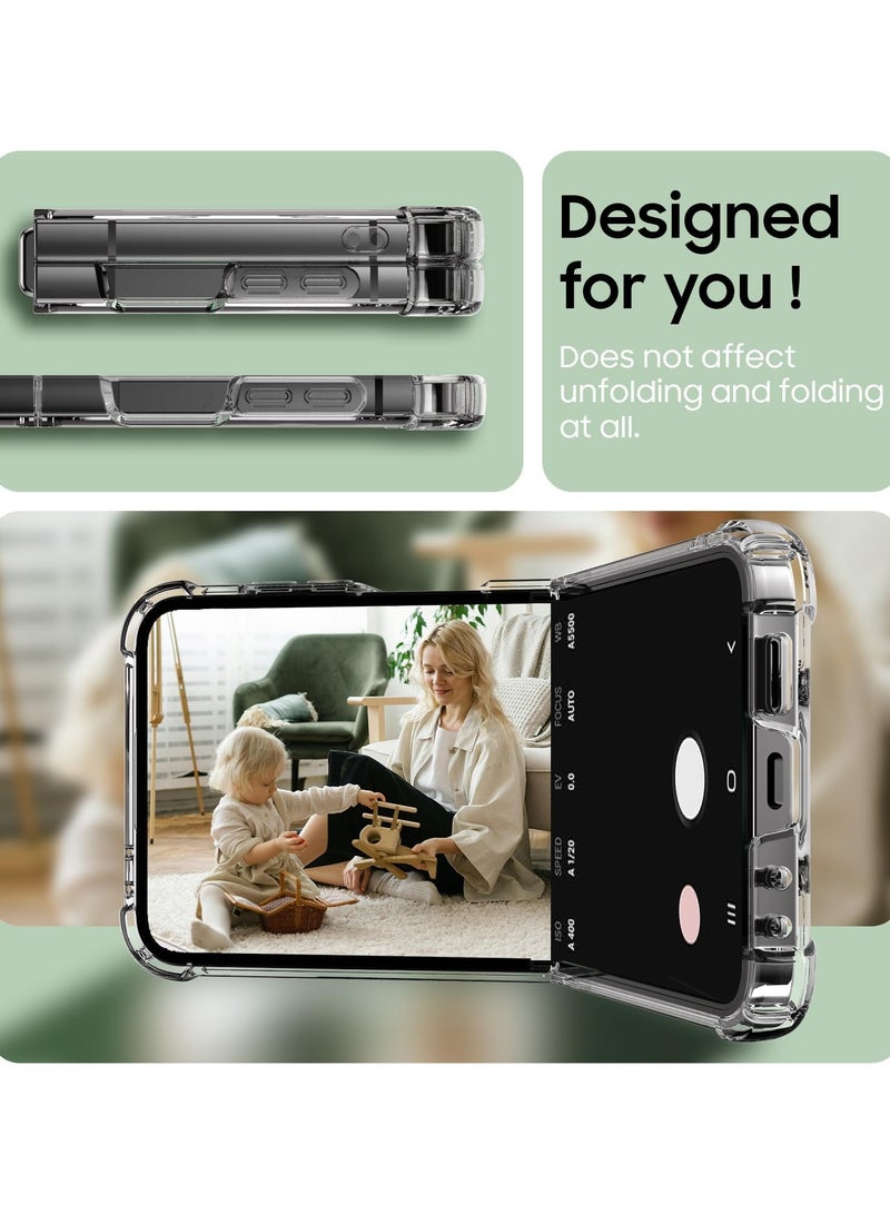 حافظة لهاتف سامسونج جالاكسي Z فليب 6، حافظة هاتف خلفية صلبة شفافة كريستالية ممتازة ماصة للصدمات ومادة TPU ممتصة للصدمات لهاتف سامسونج جالاكسي Z فليب 6 5G - Image 5