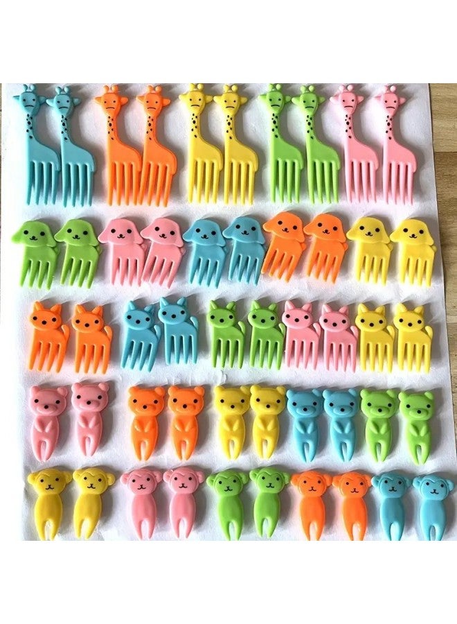 Japanese Household Cartoon Giraffe Fruit Fork Creative Children's Animal Sign Plastic Cute Bento Sign Wholesale-Specifications:6pc Fruit Fork Hat Opp Pack  - Image 2