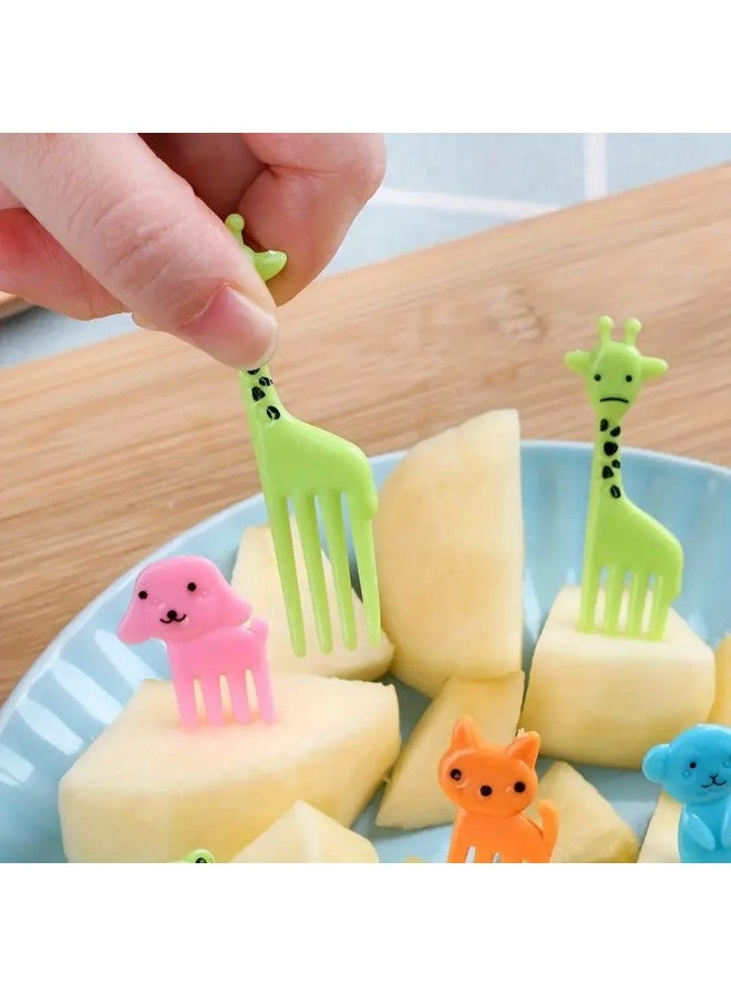 Japanese Household Cartoon Giraffe Fruit Fork Creative Children's Animal Sign Plastic Cute Bento Sign Wholesale-Specifications:6pc Fruit Fork Hat Opp Pack  - Image 5