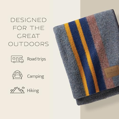 Pendleton Yakima Throw 54" x 66" - Wool Cotton, Soft and Durable Wool Throw for Home and Travel - Lake - Image 4