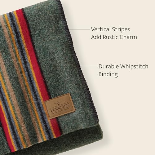 Pendleton Yakima Throw 54" x 66" - Wool Cotton, Soft and Durable Wool Throw for Home and Travel - Lake - Image 5