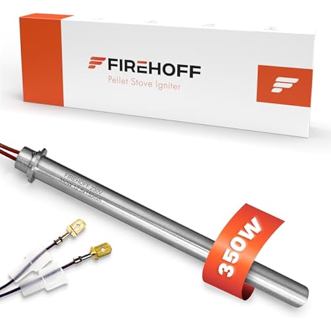 SPARK PLUG FOR PELLET STOVE - 350 W, 150 MM, DIAMETER 12.5 MM, BAR RING ATTACHMENT, SUPPLIED WITH 2 MALE TERMINALS - Image 1